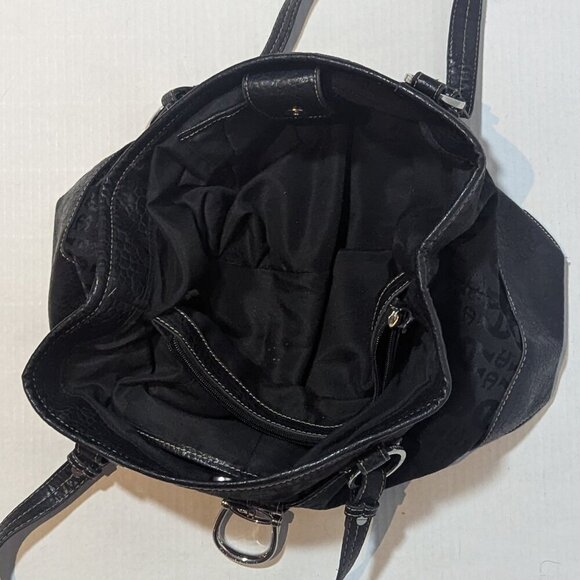 Etienne Aigner Core Collection Black Fabric Leather Logo Handbag Purse 57628 - Picture 4 of 11